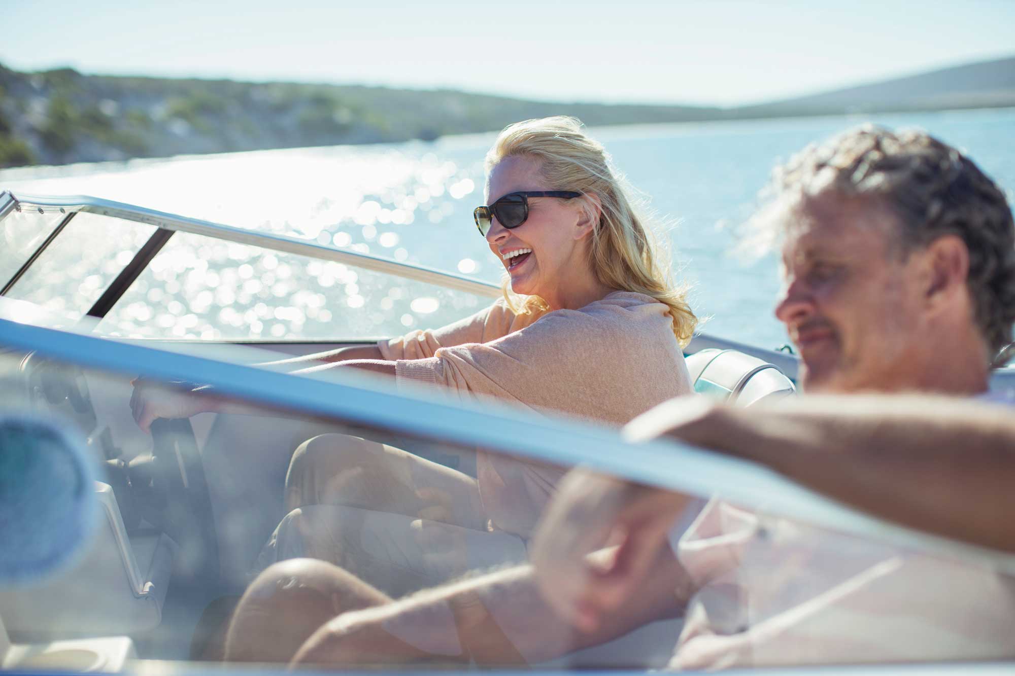 mature couple on a boat